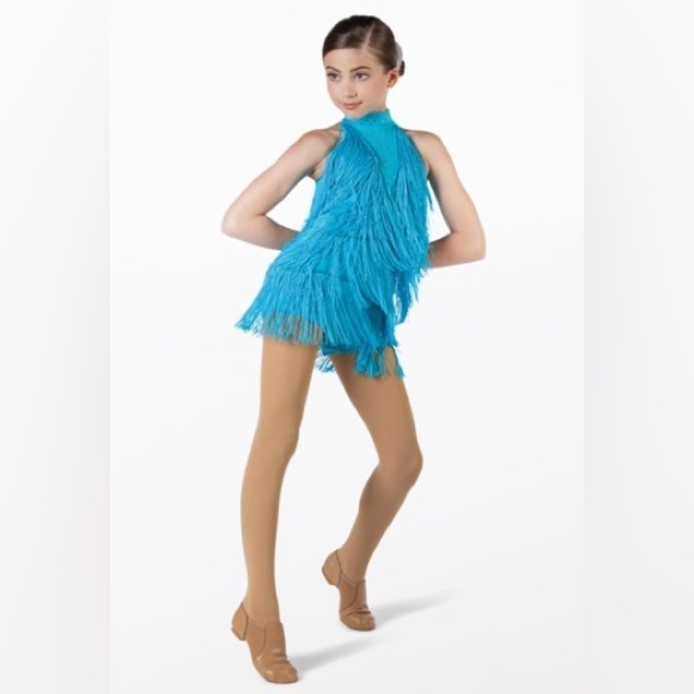 Weissman Crystal Inset All-Over Fringe Dress
